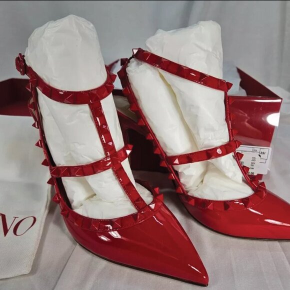 Valentino Garavani Women Rockstud Ankle Strap Pumps Tonal Studs 11 MSRP $1,150 - Picture 3 of 15